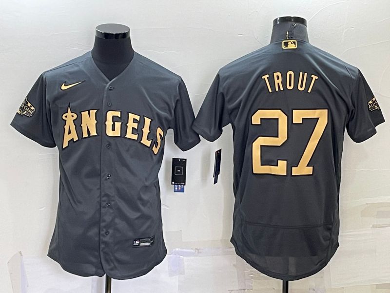 Men Los Angeles Angels #27 Trout Grey 2022 All Star Elite Nike MLB Jersey